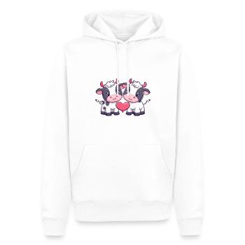 Vache Couple Amoureux Animal Saint Valentin - Sweat à capuche Premium bio Homme - blanc - Devant - Nico (187cm)