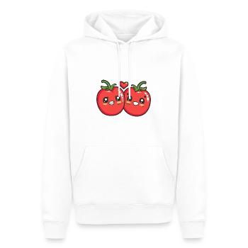 Tomate Couple Amour Coeur Bande Dessinée - Sweat à capuche Premium bio Homme - blanc - Devant - Nico (187cm)