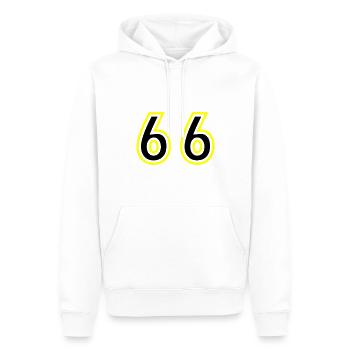 66 Zahl College - Männer Premium Bio Hoodie - Weiß - Vorne - Nico (187cm)