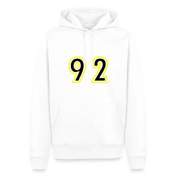92 Zahl College - Männer Premium Bio Hoodie - Weiß - Vorne - Nico (187cm)