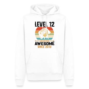 Niveau 12 An Débloqué Gaming Cadeau Anniversaire - Sweat à capuche Premium bio Homme - blanc - Devant - Nico (187cm)