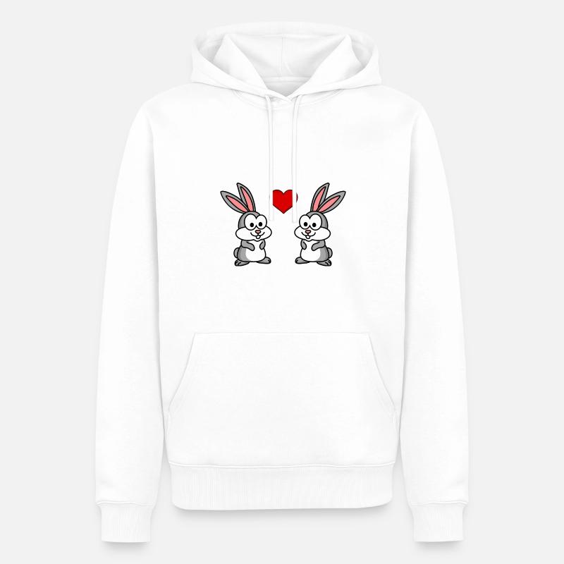 Hase Comic Paar Liebe - Männer Premium Bio Hoodie - Weiß