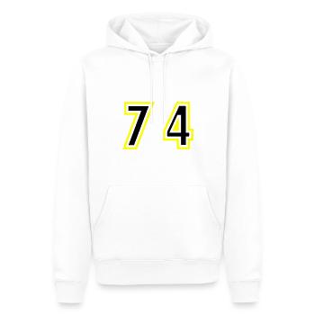 74 Zahl College - Männer Premium Bio Hoodie - Weiß - Vorne - Nico (187cm)