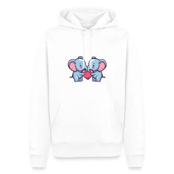 Couple d’éléphants amoureux Animal Saint-Valentin - Sweat à capuche Premium bio Homme - blanc - Devant - Nico (187cm)