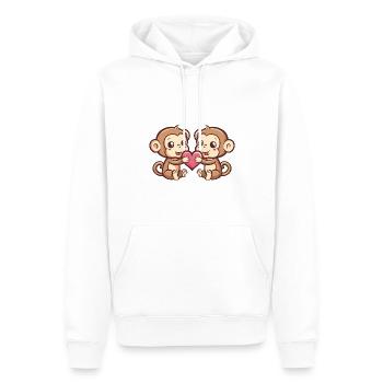 Couple De Singe Amoureux Animal Saint Valentin - Sweat à capuche Premium bio Homme - blanc - Devant - Nico (187cm)