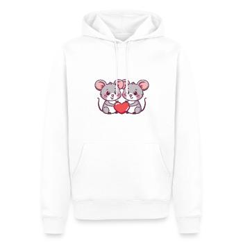 Couple De Souris Amoureux Animal Saint Valentin - Sweat à capuche Premium bio Homme - blanc - Devant - Nico (187cm)