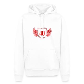 40 Nombre d’armoiries - Sweat à capuche Premium bio Homme - blanc - Devant - Nico (187cm)