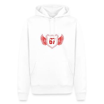 67 Zahl Wappen - Männer Premium Bio Hoodie - Weiß - Vorne - Nico (187cm)