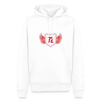 72 Zahl Wappen - Männer Premium Bio Hoodie - Weiß - Vorne - Nico (187cm)