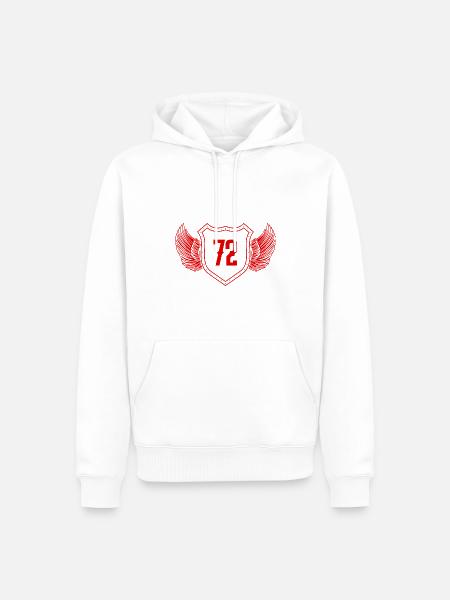 72 Zahl Wappen - Männer Premium Bio Hoodie - Weiß