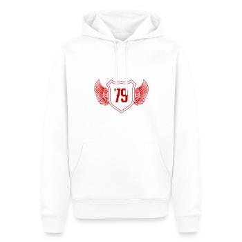 79 Nombre d’armoiries - Sweat à capuche Premium bio Homme - blanc - Devant - Nico (187cm)