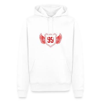 99 Nombre d’armoiries - Sweat à capuche Premium bio Homme - blanc - Devant - Nico (187cm)