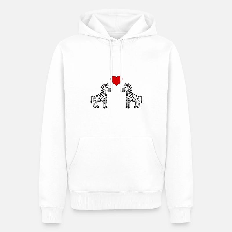 Zebra Comic Couple Amour - Sweat à capuche Premium bio Homme - blanc