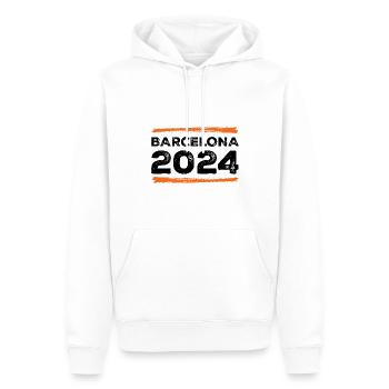 Devis Barcelone 2024 - Sweat à capuche Premium bio Homme - blanc - Devant - Nico (187cm)