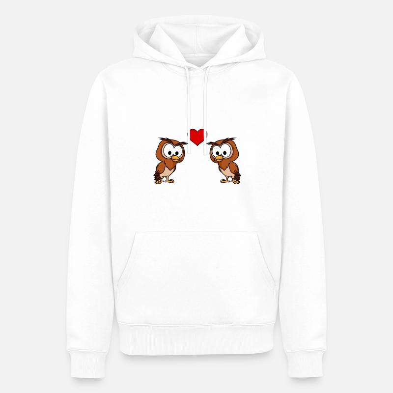 Eule Comic Paar liebe - Männer Premium Bio Hoodie - Weiß