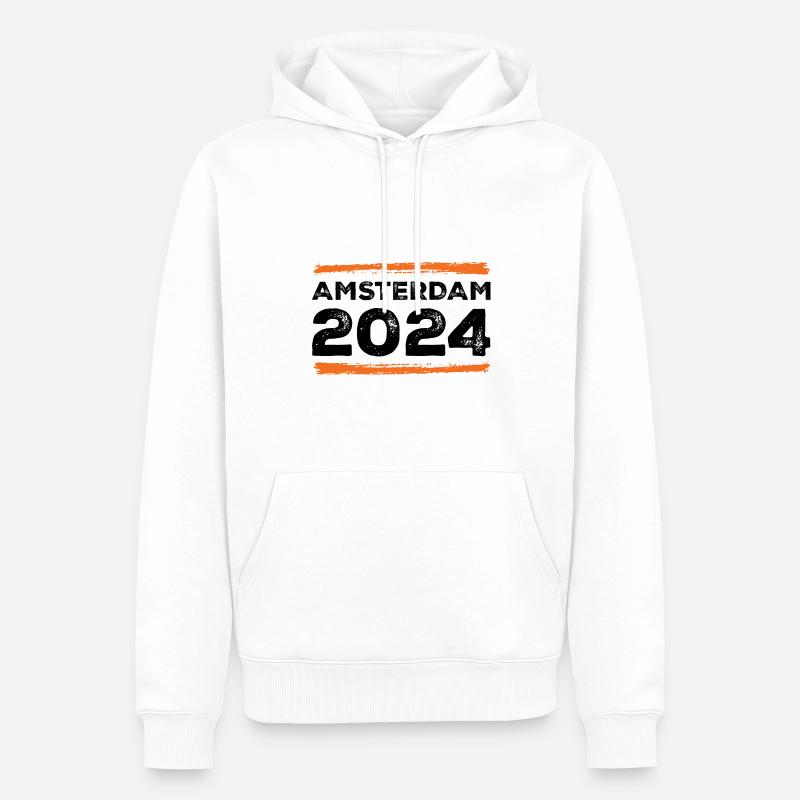 Devis Amsterdam 2024 - Sweat à capuche Premium bio Homme - blanc