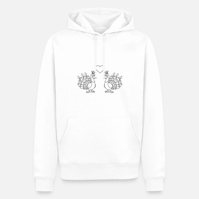 Peacock Comic Couple Amour - Sweat à capuche Premium bio Homme - blanc