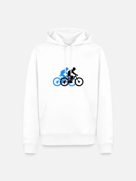 Mountain Bike Bicycle Man Silhouette - Men’s Premium Organic Hoodie - white