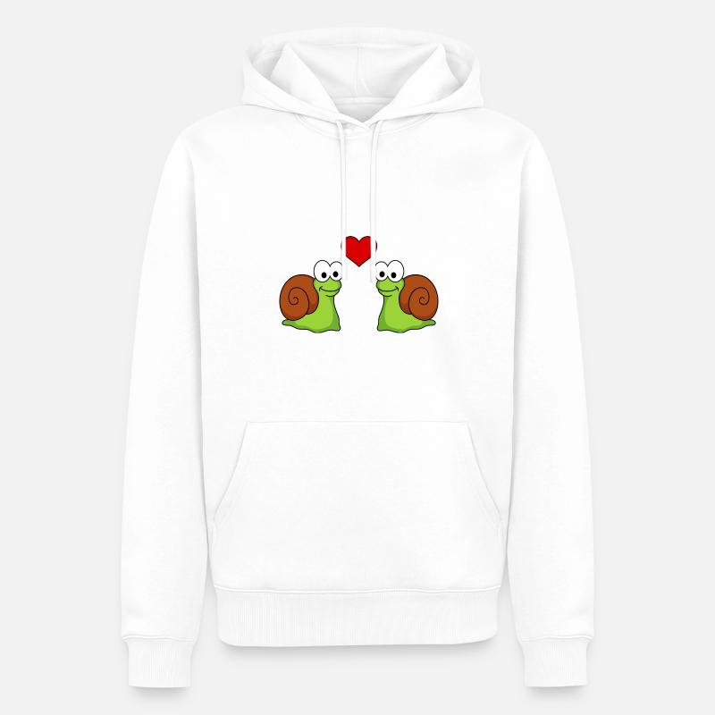 Escargot Comic Couple amour - Sweat à capuche Premium bio Homme - blanc