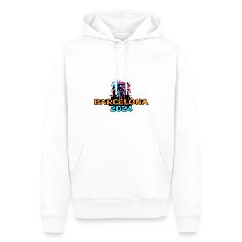 Tournée Barcelone 2024 - Sweat à capuche Premium bio Homme - blanc - Devant - Nico (187cm)