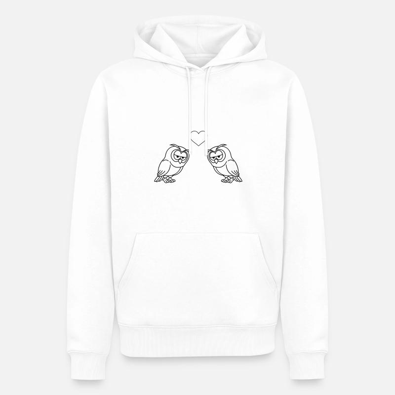 Eule Comic Paar Liebe - Männer Premium Bio Hoodie - Weiß