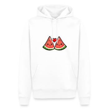 Couple de pastèque amour coeur Saint-Valentin - Sweat à capuche Premium bio Homme - blanc - Devant - Nico (187cm)