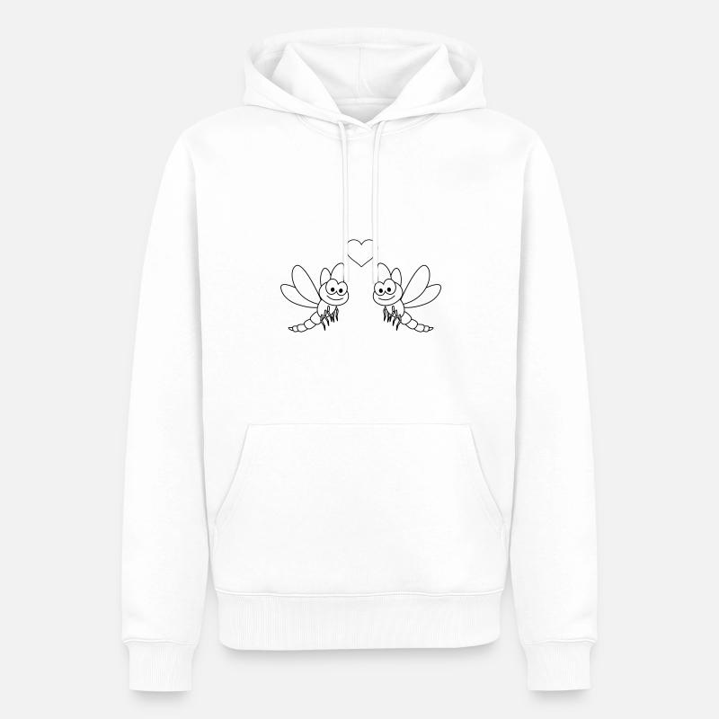 libellule comic couple amour - Sweat à capuche Premium bio Homme - blanc