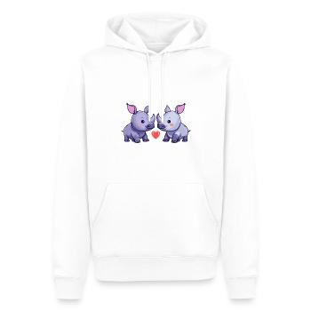 Couple De Rhinocéros Amoureux Animal Saint Valentin - Sweat à capuche Premium bio Homme - blanc - Devant - Nico (187cm)