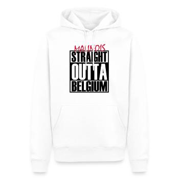 Straight Outta Belgium - Männer Premium Bio Hoodie - Weiß - Vorne - Nico (187cm)