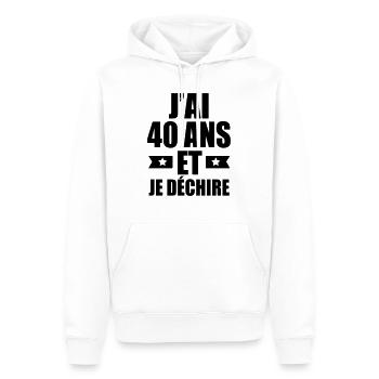 j'ai 40 ans et je déchire - Sweat à capuche Premium bio Homme - blanc - Devant - Nico (187cm)