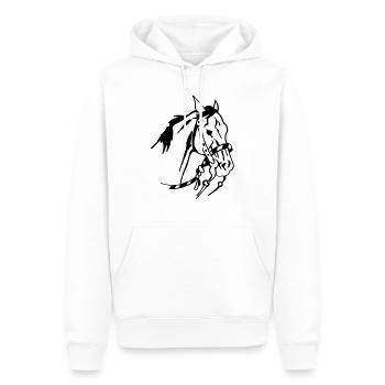 Cheval Western - Sweat à capuche Premium bio Homme - blanc - Devant - Nico (187cm)