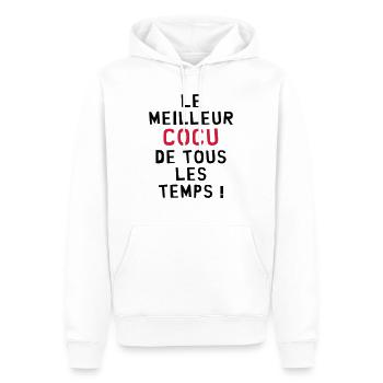 Cocu / Cocue / Adultère / Fidèle / Mariage / Sexe - Sweat à capuche Premium bio Homme - blanc - Devant - Nico (187cm)