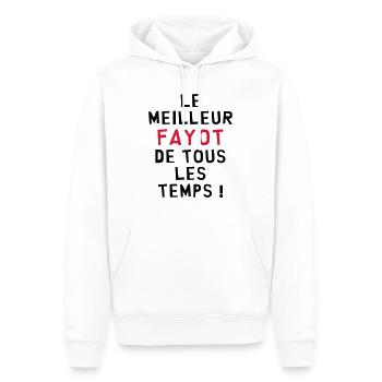 Fayot / Fayote / Humour / Prof / Ecole / Patron - Sweat à capuche Premium bio Homme - blanc - Devant - Nico (187cm)