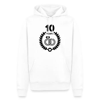 10 - Birthday Wedding - Marriage - Love - Wife - Sweat à capuche Premium bio Homme - blanc - Devant - Nico (187cm)