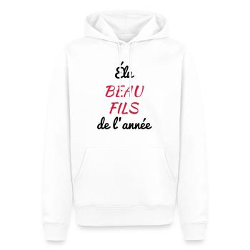 belle-fille / beau-fils / beau fils / belle fille - Sweat à capuche Premium bio Homme - blanc - Devant - Nico (187cm)