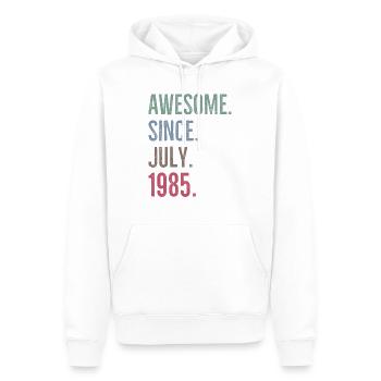 Génial depuis juillet 1985 - Sweat à capuche Premium bio Homme - blanc - Devant - Nico (187cm)