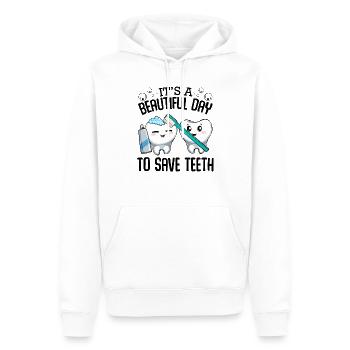 Dentiste - Sweat à capuche Premium bio Homme - blanc - Devant - Nico (187cm)
