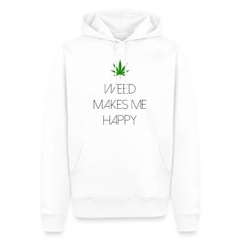weed macht mich glücklich Cannabis Marihuana - Männer Premium Bio Hoodie - Weiß - Vorne - Nico (187cm)