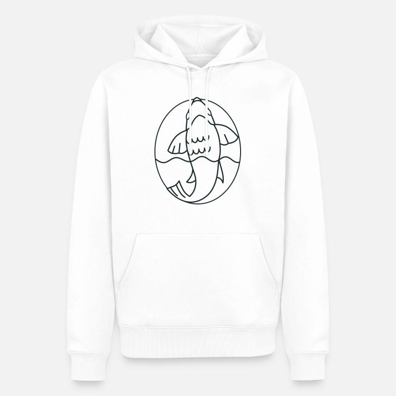 Koi nageant dans un ovale - Sweat à capuche Premium bio Homme - blanc