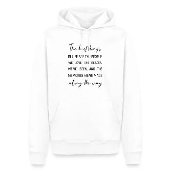The best things in life - Männer Premium Bio Hoodie - Weiß - Vorne - Nico (187cm)