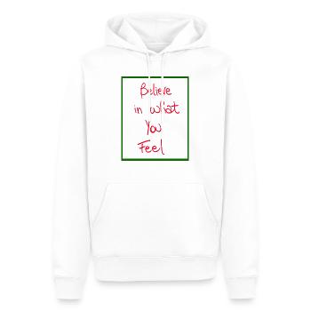 Croyez en ce que vous ressentez - Sweat à capuche Premium bio Homme - blanc - Devant - Nico (187cm)