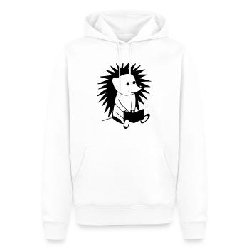 Hedgehog Reads Book Illustration Gift - Men’s Premium Organic Hoodie - white - Front - Nico (187cm)