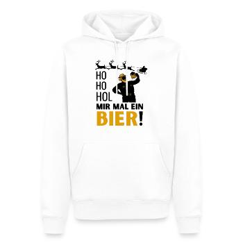 Ho Ho Hol mir mal ein Bier Weihnachten Bier lustig - Männer Premium Bio Hoodie - Weiß - Vorne - Nico (187cm)