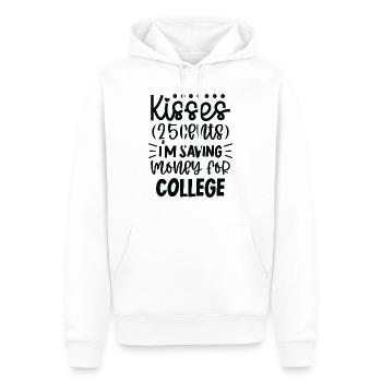 Kisses 25 cents, I'm saving money for college - Men’s Premium Organic Hoodie - white - Front - Nico (187cm)