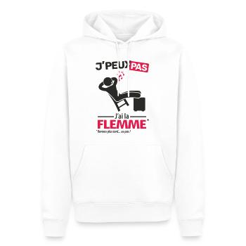 J'peux pas, j'ai la flemme - Sweat à capuche Premium bio Homme - blanc - Devant - Nico (187cm)