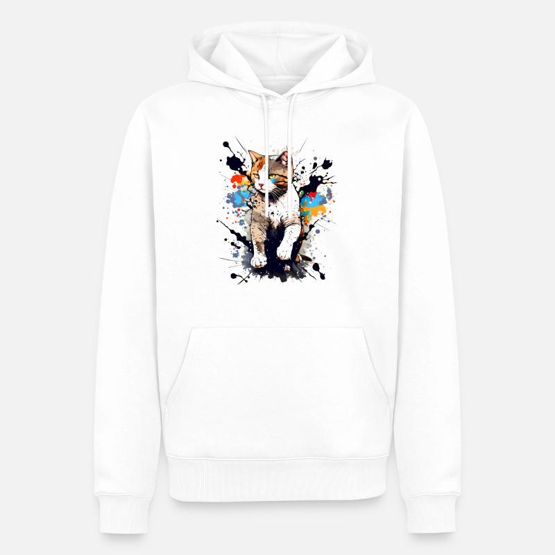 Katze - Männer Premium Bio Hoodie - Weiß