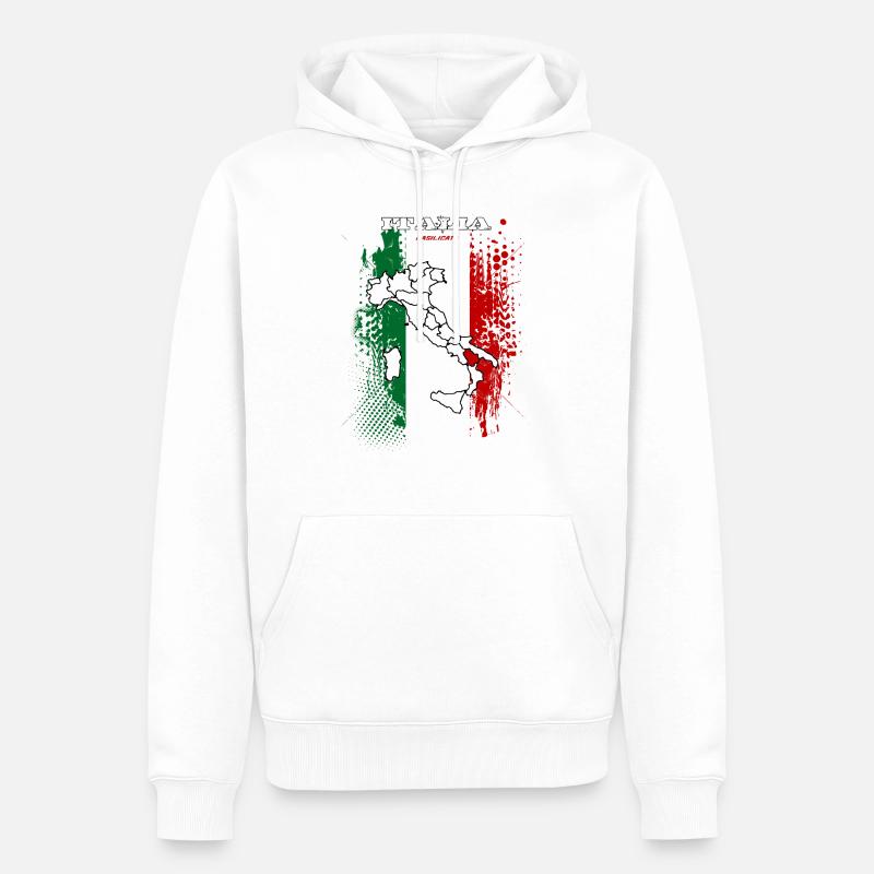 Basilicate - Sweat à capuche Premium bio Homme - blanc