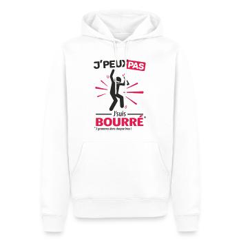 J'peux pas, j'suis bourré (homme) - Sweat à capuche Premium bio Homme - blanc - Devant - Nico (187cm)