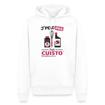 J'peux pas, j'suis cuisto - Sweat à capuche Premium bio Homme - blanc - Devant - Nico (187cm)