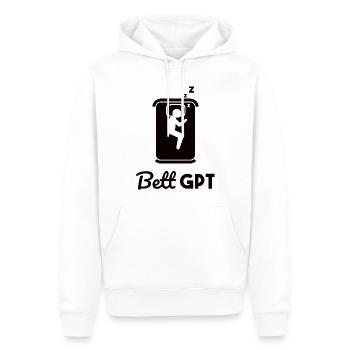 Bett GPT KI Geschenk - Männer Premium Bio Hoodie - Weiß - Vorne - Nico (187cm)